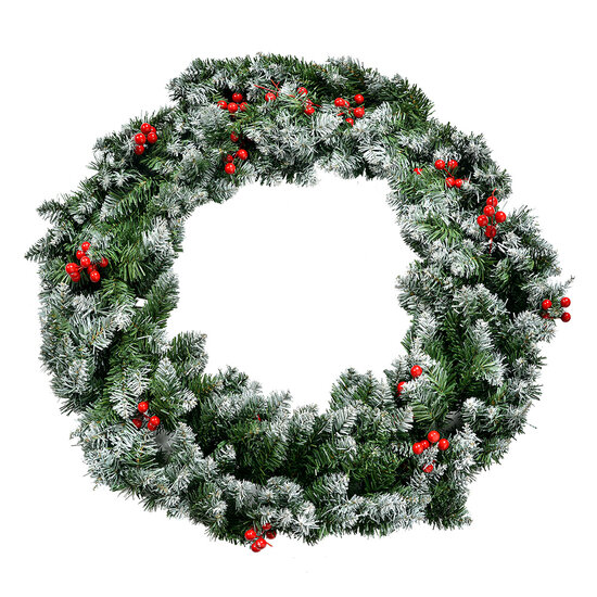 Clayre & Eef | Kerstdecoratie Krans Groen Rood ø 75x14 cm | 50817