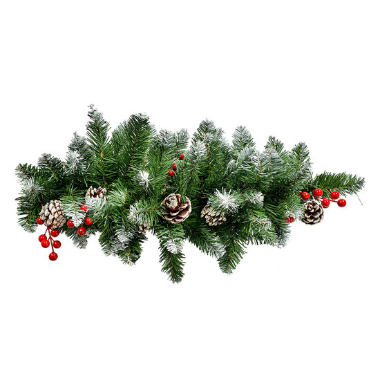 Clayre & Eef | Kerstdecoratie Tak Groen Rood 35x10x65 cm | 50821