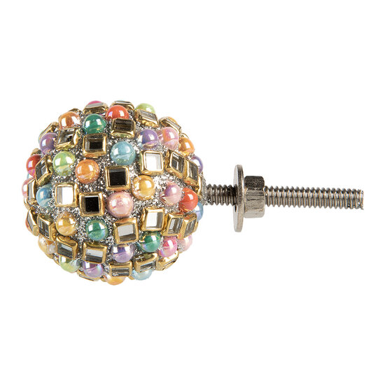 Clayre &amp; Eef   | Deurknop Roze Meerkleurig &oslash; 4x4 cm / S3 cm | 66059