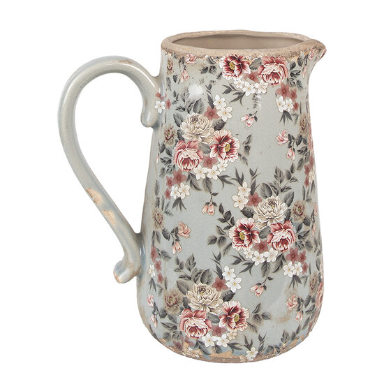 Clayre &amp; Eef   | Decoratieve Schenkkan Grijs Roze 21x15x23 cm | 6CE1965L