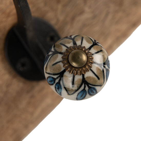 Clayre &amp; Eef   | Wandkapstok 3 haken Bruin 31x10x16 cm | 6H2394