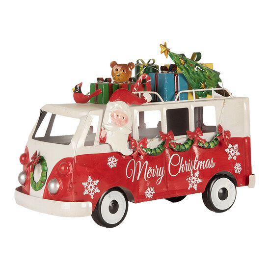 Clayre &amp; Eef   | Decoratie Bus met LED Rood Wit 31x15x21 cm / 2xAA | 6Y5855