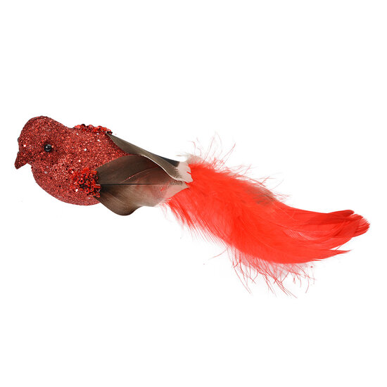 Clayre &amp; Eef   | Decoratie Vogel (Set van 2) Rood Bruin 16x5x5 cm | 66138