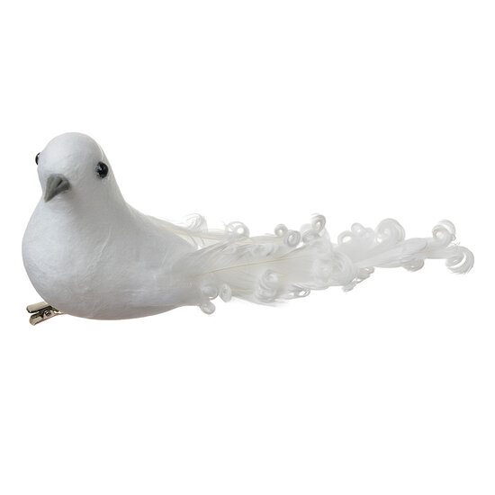 Clayre &amp; Eef   | Decoratie Vogel (Set van 2) Wit 19x9x10 cm | 66144