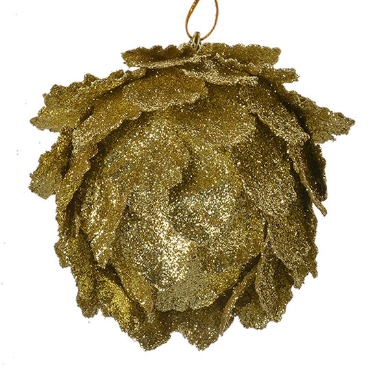 Clayre & Eef | Kerstdecoratie Bloem (set 3) Goudkleurig ø 8x8 cm | 66172GO