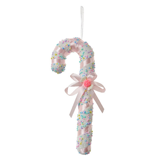 Clayre &amp; Eef   | Decoratie hanger Zuurstok Wit Roze 10x3x26 cm | 66182