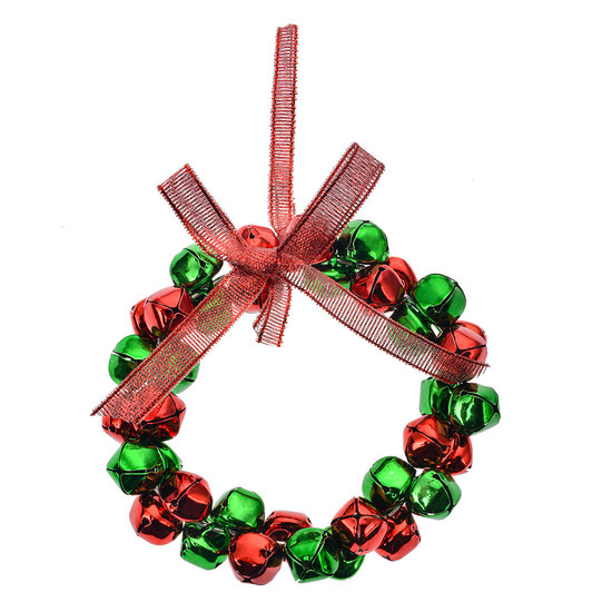 Clayre &amp; Eef   | Decoratie hanger Krans Rood Groen &oslash; 11x2 cm | 66202