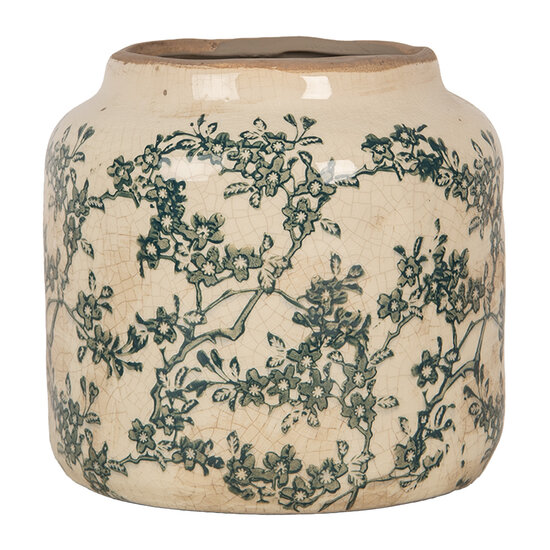 Clayre & Eef | Bloempot Binnen Beige Groen ø 16x15 cm | 6CE1975M