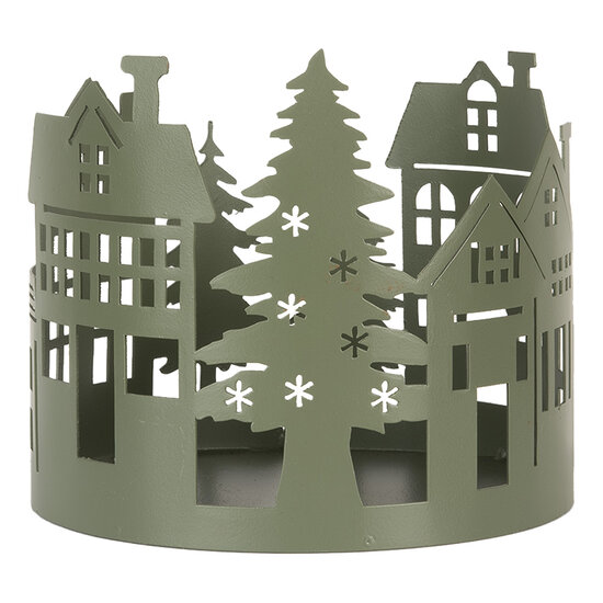 Clayre & Eef | Decoratie Huisjes (set van 3) Groen ø 15x13 / ø 12x11 / ø 10x9 cm | 6Y5788