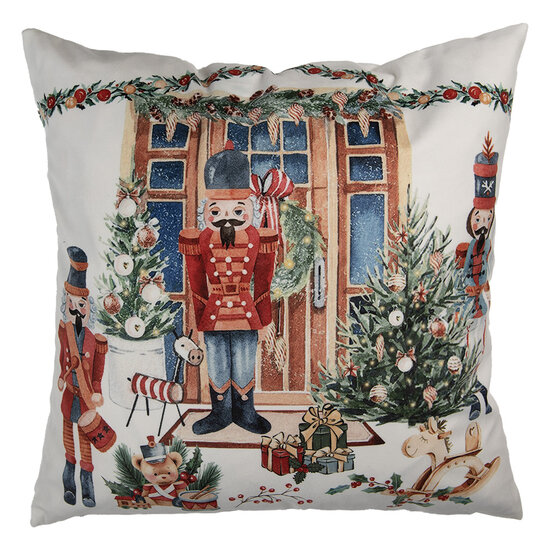 Clayre &amp; Eef   | Kussenhoes Wit Rood 45x45 cm | KT021.403
