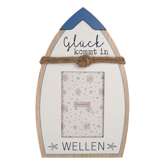 Clayre &amp; Eef   | Fotolijst Wit Blauw 20x2x32 cm / 10x15 cm | 2F1225