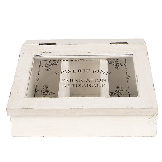 Clayre &amp; Eef   | Theedoos klein Wit 18x16x9 cm | 6H2398
