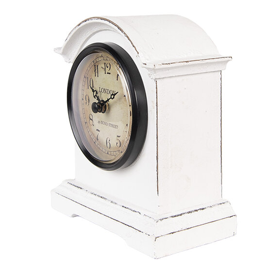Clayre &amp; Eef   | Tafelklok Wit Bruin 13x7x14 cm / 1xAA | 6KL0831