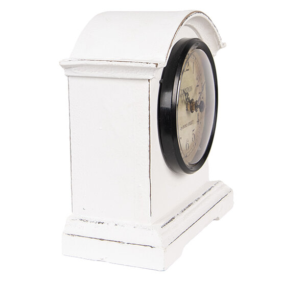 Clayre &amp; Eef   | Tafelklok Wit Bruin 13x7x14 cm / 1xAA | 6KL0831