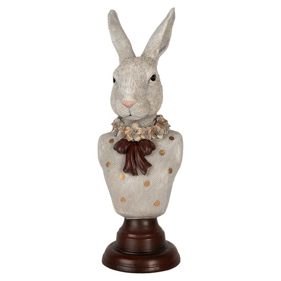 Clayre &amp; Eef   | Decoratie Beeld Konijn Grijs Bruin 13x12x39 cm | 6PR5362