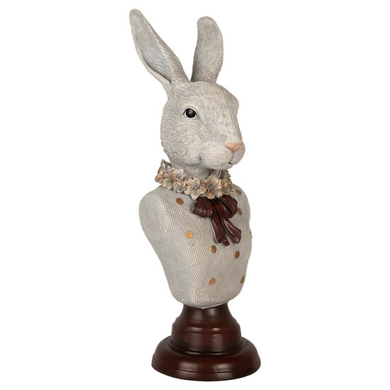 Clayre &amp; Eef   | Decoratie Beeld Konijn Grijs Bruin 13x12x39 cm | 6PR5362