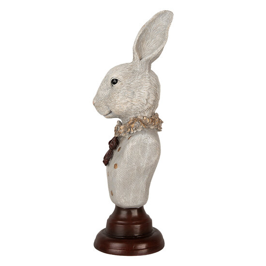 Clayre &amp; Eef   | Decoratie Beeld Konijn Grijs Bruin 13x12x39 cm | 6PR5362