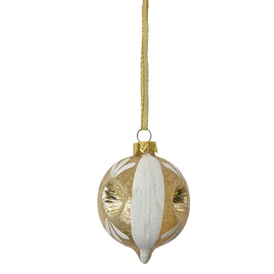 Clayre & Eef | Kerstbal Grijs Wit ø 5x7 cm | 6GL4708