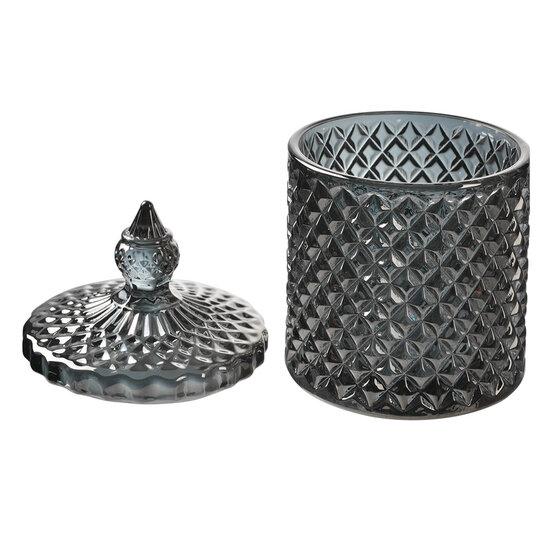 Clayre &amp; Eef   | Voorraadpot met deksel Grijs &oslash; 9x14 cm | 6GL4722