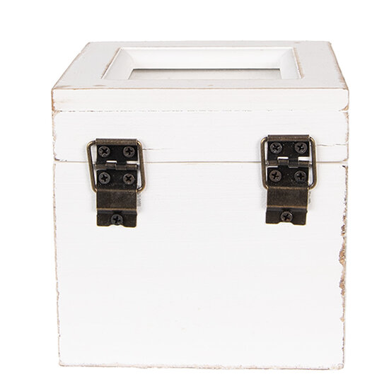 Clayre & Eef | Theedoos Wit Zwart 12x12x12 cm | 6H2397