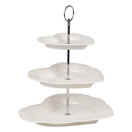 Clayre & Eef | Etagère 2 laags Wit ø 26x31 cm | 6CE2048