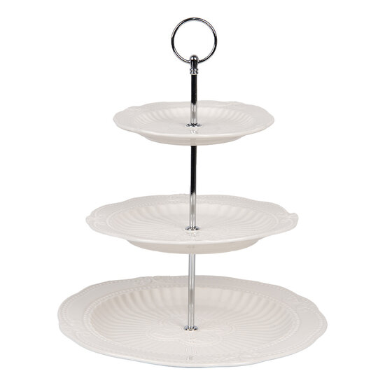 Clayre & Eef | Etagère 2 laags Wit ø 26x31 cm | 6CE2049