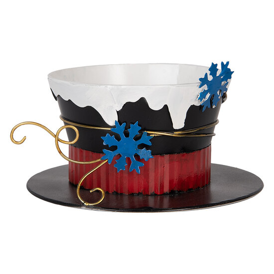 Clayre &amp; Eef   | Decoratie Cappello Zwart Wit &oslash; 22x12 cm | 6Y5736