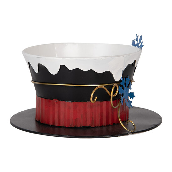 Clayre &amp; Eef   | Decoratie Cappello Zwart Wit &oslash; 22x12 cm | 6Y5736