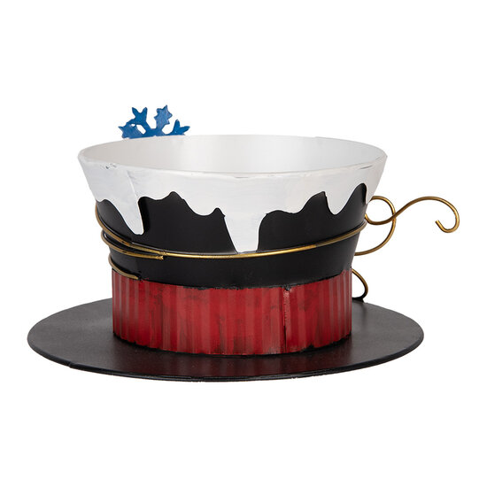 Clayre &amp; Eef   | Decoratie Cappello Zwart Wit &oslash; 22x12 cm | 6Y5736