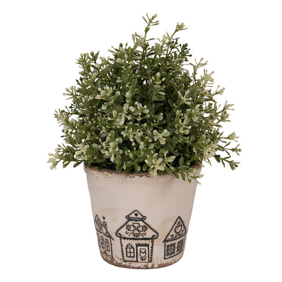 Clayre &amp; Eef   | Bloempot Binnen Beige Zwart &oslash; 12x11 cm | 6CE2123S