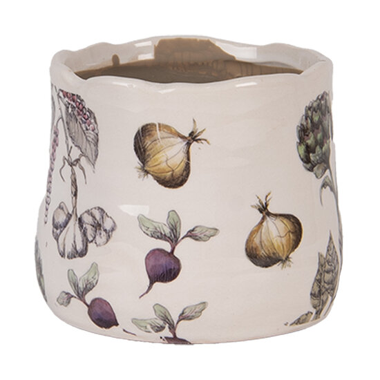 Clayre &amp; Eef   | Bloempot Binnen Beige Groen &oslash; 11x10 cm | 6CETKG0001XS