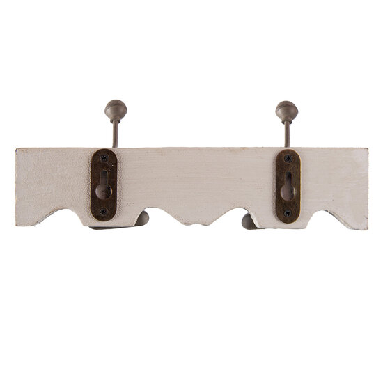 Clayre &amp; Eef   | Wandkapstok 2 haken Wit Grijs 23x6x10 cm | 6H2400