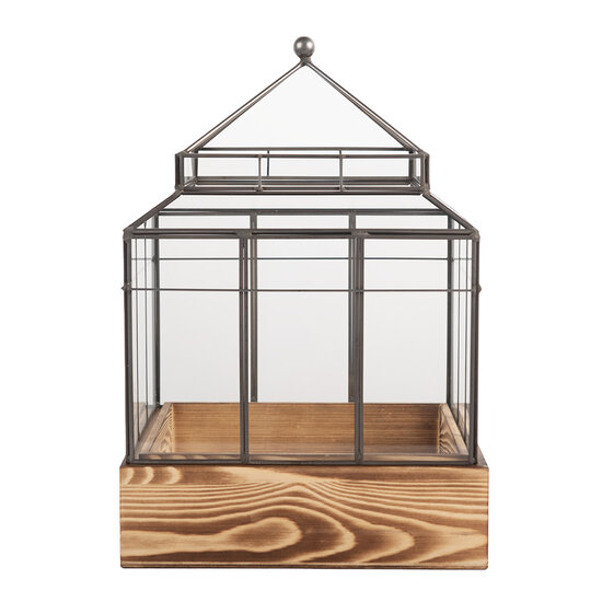 Clayre &amp; Eef   | Decoratie Kweekkasje Transparant Bruin 21x21x32 cm | 6GL5362