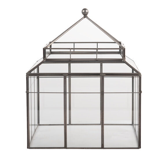 Clayre &amp; Eef   | Decoratie Kweekkasje Transparant Bruin 21x21x32 cm | 6GL5362