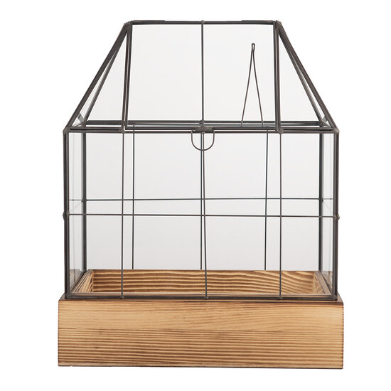 Clayre &amp; Eef   | Decoratie Kweekkasje Transparant Bruin 26x17x32 cm | 6GL5363
