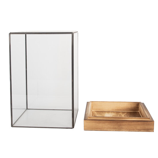 Clayre &amp; Eef   | Decoratie Kweekkasje Transparant Bruin 19x19x30 cm | 6GL5364