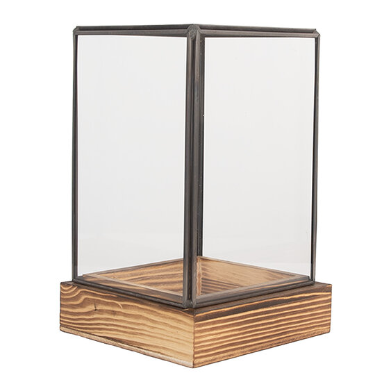 Clayre &amp; Eef   | Decoratie Kweekkasje Transparant Bruin 12x12x19 cm | 6GL5366