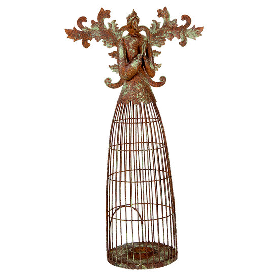 Clayre &amp; Eef   | Decoratie Engel / Waxinelichthouder Bruin Groen 29x17x58 cm | 6Y5836