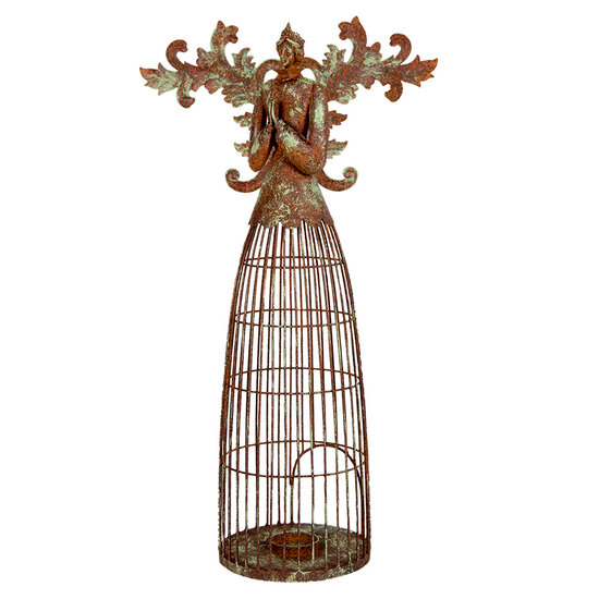 Clayre &amp; Eef   | Decoratie Engel / Waxinelichthouder Bruin Groen 29x17x58 cm | 6Y5836