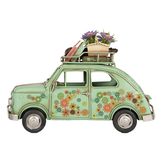 Clayre &amp; Eef   | Decoratie Model Auto Groen Roze 26x12x18 cm | 6Y5876