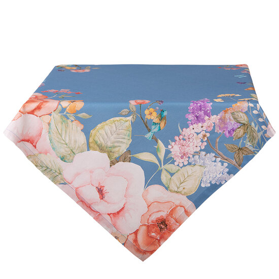 Clayre &amp; Eef   | Vierkant Tafelkleed Blauw Beige 100x100 cm | FFA01BL