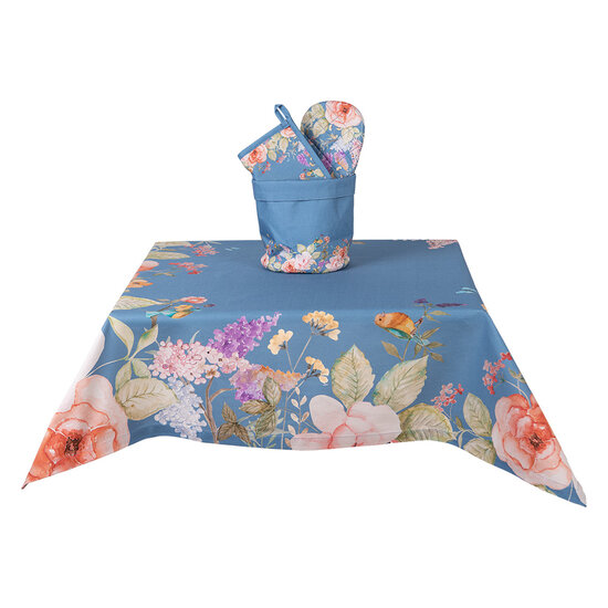 Clayre &amp; Eef   | Vierkant Tafelkleed Blauw Beige 100x100 cm | FFA01BL