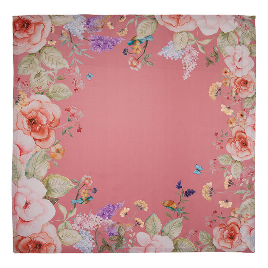 Clayre &amp; Eef   | Vierkant Tafelkleed Roze Beige 100x100 cm | FFA01P