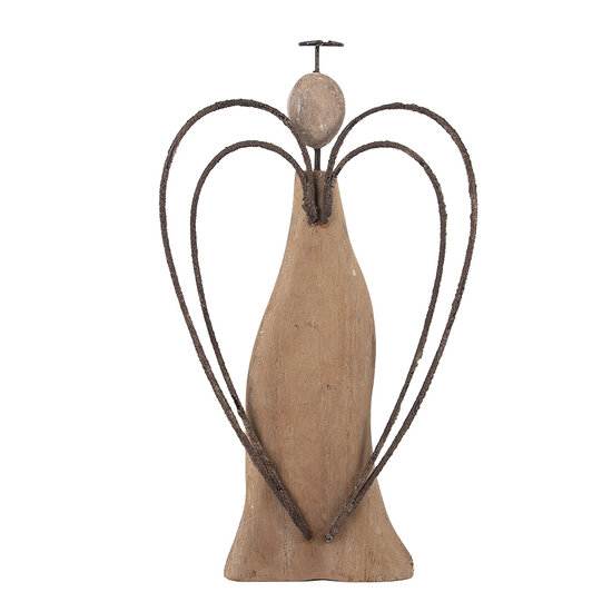 Clayre & Eef | Kerstdecoratie Engel Bruin 14x4x26 cm | 6H2421L
