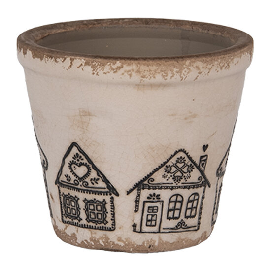Clayre &amp; Eef   | Bloempot Binnen Beige Zwart &oslash; 8x7 cm | 6CE2123XS