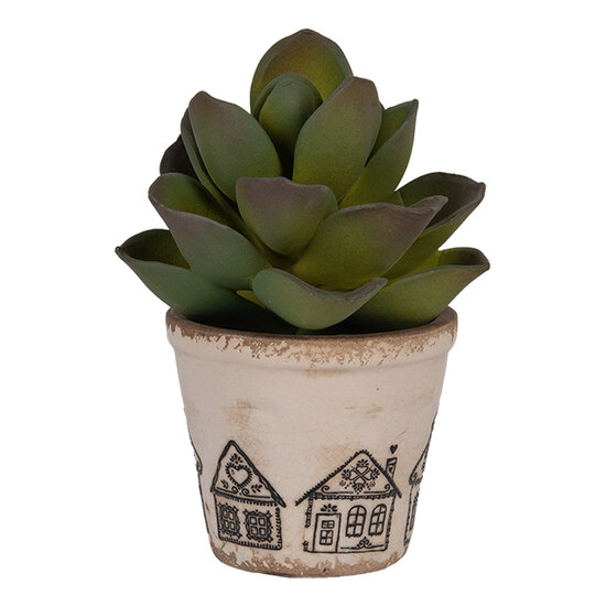 Clayre &amp; Eef   | Bloempot Binnen Beige Zwart &oslash; 8x7 cm | 6CE2123XS