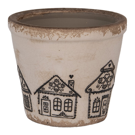 Clayre &amp; Eef   | Bloempot Binnen Beige Zwart &oslash; 8x7 cm | 6CE2123XS