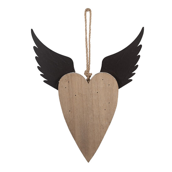 Clayre &amp; Eef   | Decoratie hanger Hart Wit Bruin 25x4x30 cm | 6H2415L