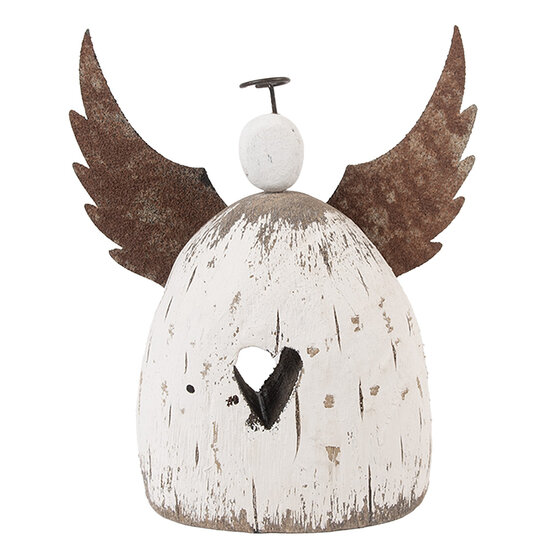 Clayre & Eef | Kerstdecoratie Engel Wit Bruin 19x6x21 cm | 6H2419L