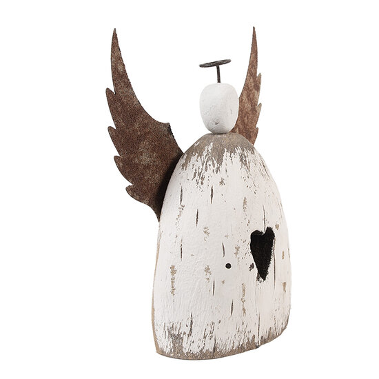 Clayre & Eef | Kerstdecoratie Engel Wit Bruin 19x6x21 cm | 6H2419L
